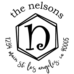 Hexagon Letter N Monogram Stamp Sample